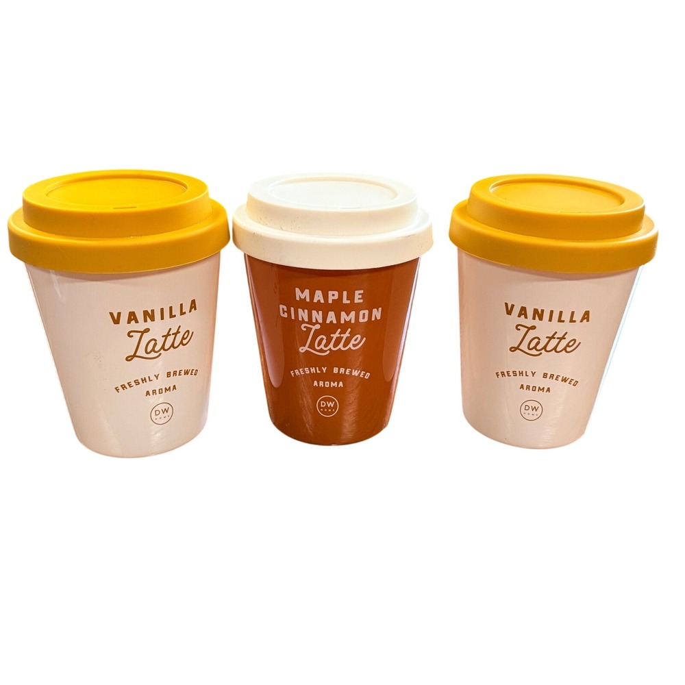 DW Home Coffee Cup Set Vanilla Latte Maple Cinnamon Latte 3pc NO CANDLES